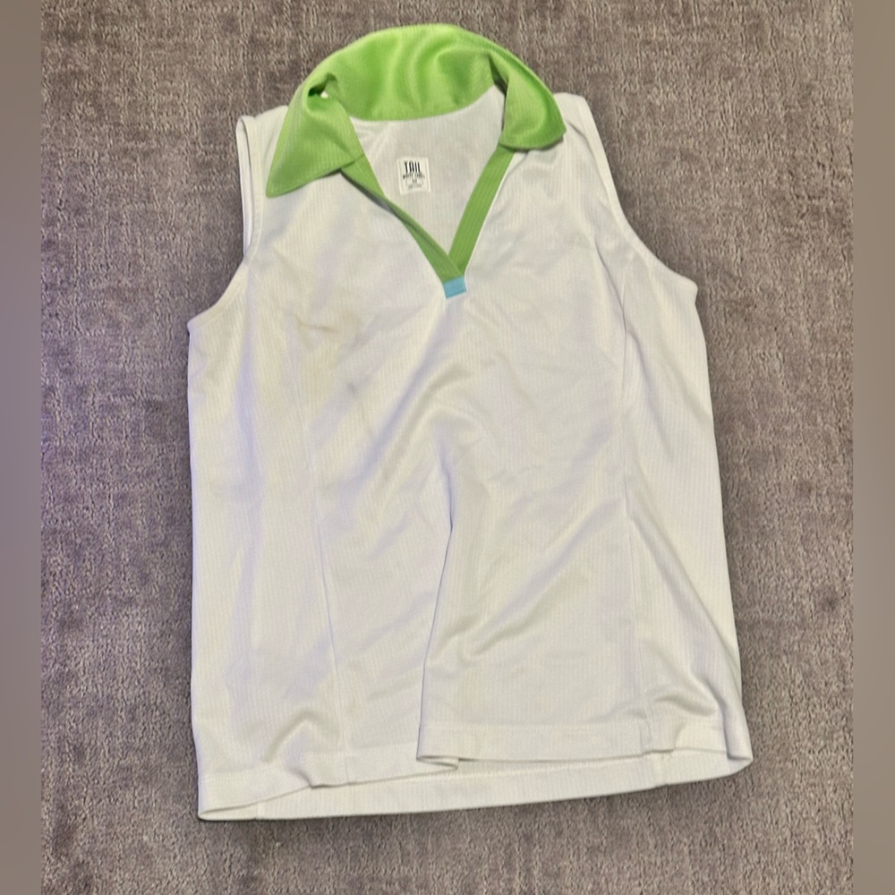 Women's sleeveless golf shirt. Tail, white label Sz SM